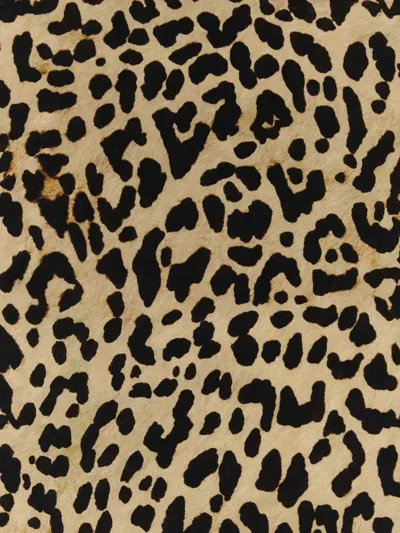 Valentino Garavani Animal Print Silk Foulard With Contrast Border In Brown