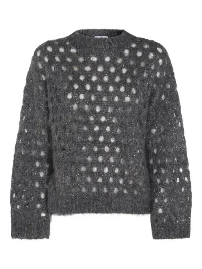Brunello Cucinelli Metallic Crewneck Knitwear Sheer Texture