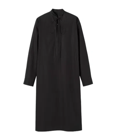 Gucci Cotton Poplin Dress With Horsebit Belt In Black
