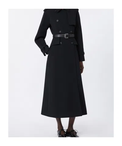 Max Mara Manuela Camel Sable Long Robe Coat In Black
