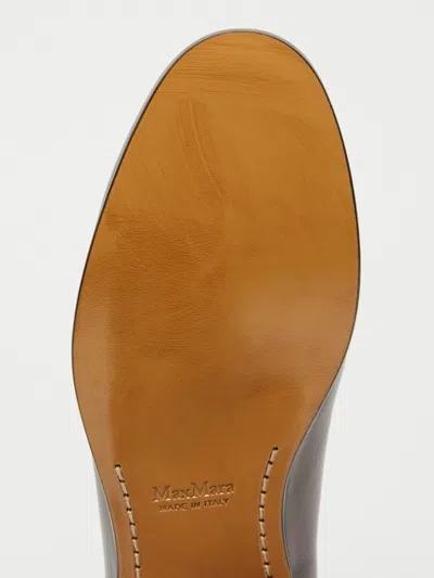 Max Mara Semi-glossy Leather Moccasins In Brown