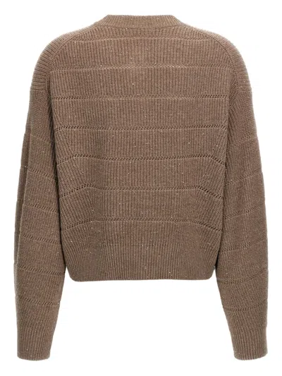 Brunello Cucinelli 'rustic Dazzling Net' Cardigan In Brown