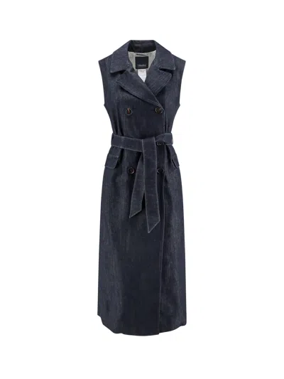 S Max Mara Greta Belted Denim Maxi Dress