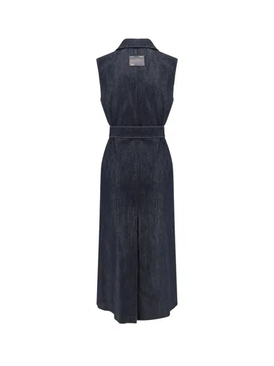 S Max Mara Greta Belted Denim Maxi Dress