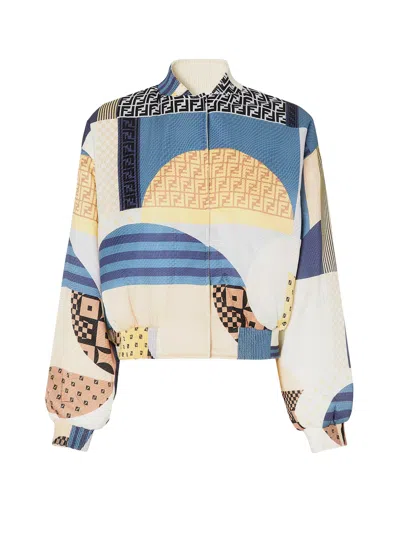 Fendi Elastic Hem Geometric Print Long Sleeves Ribbed Cuffs