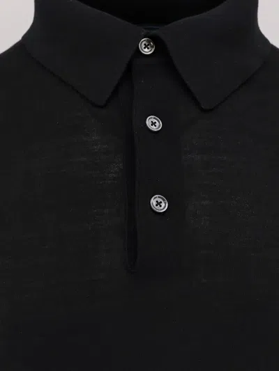 Kiton Ciro Buttoned Polo Shirt In Black