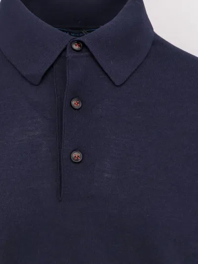Kiton Long Sleeve Polo Shirt In Blue