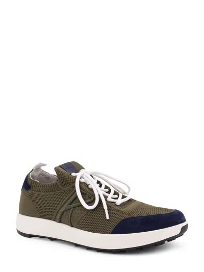 Kiton Low-top Sneakers In Mesh With Suede Profiles In Multi