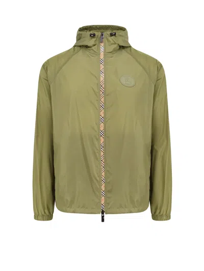 Burberry Men Nylon Jacket With Ekd Patch In Green