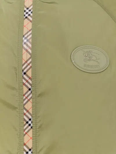 Burberry Men Nylon Jacket With Ekd Patch In Green