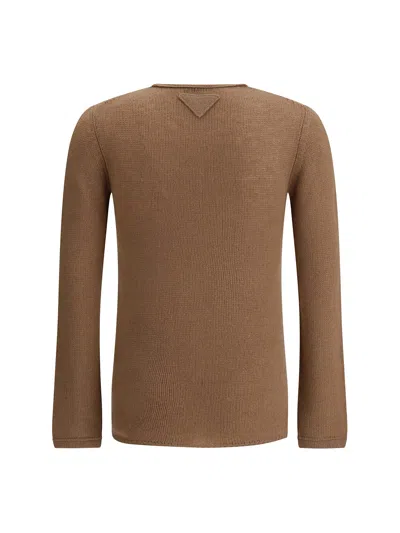 Prada Camel Cashmere Sweater In Brown