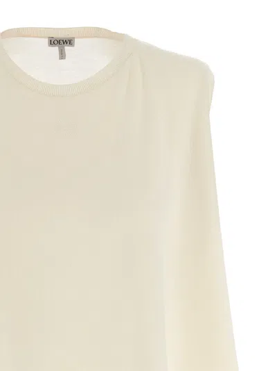 Loewe Wool Sleeveless Sweater Crew Neck Ribbed Hem In Neutral