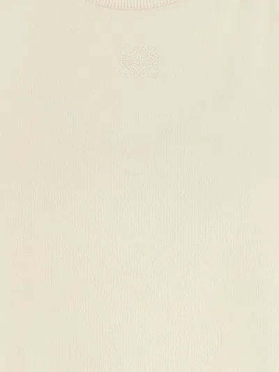 Loewe Wool Sleeveless Sweater Crew Neck Ribbed Hem In Neutral