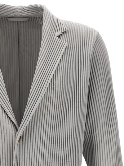 Issey Miyake Single-breasted Blazer With Long Sleeves In Gray