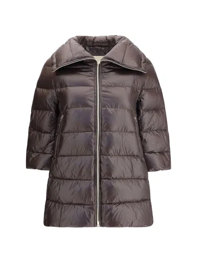 Herno Midi Down Jacket In Brown