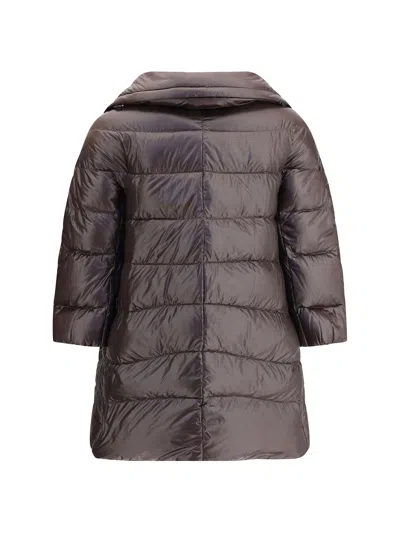 Herno Midi Down Jacket In Brown