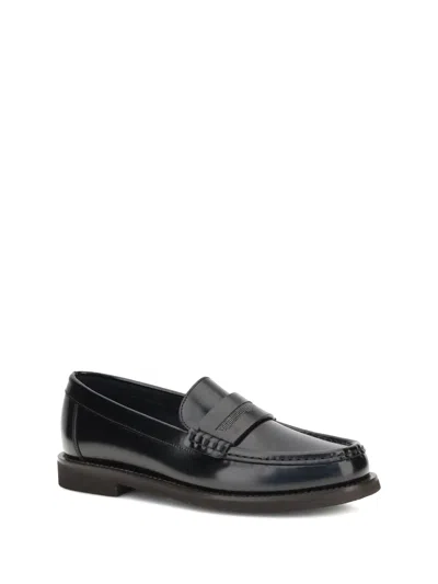 Brunello Cucinelli Midnight Blue Penny Loafer In Blue