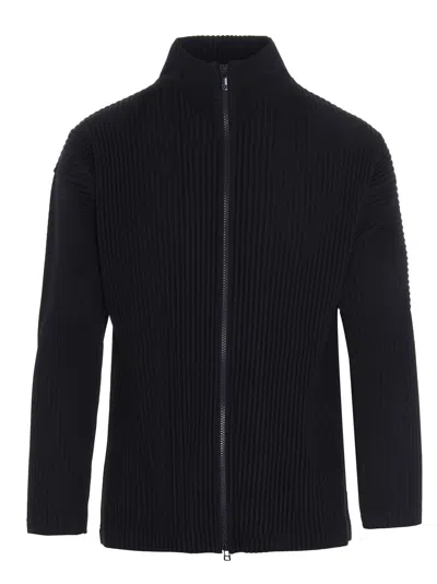 Issey Miyake Basics Zipup Cardigan In Blue