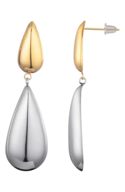 Adornia 14k Gold And Silver Plated Mixed Metal Teardrop Drop Earrings