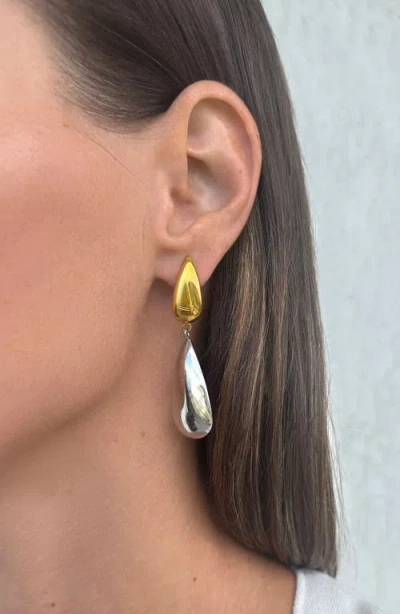 Adornia 14k Gold And Silver Plated Mixed Metal Teardrop Drop Earrings