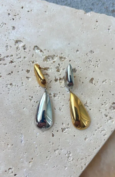 Adornia 14k Gold And Silver Plated Mixed Metal Teardrop Drop Earrings