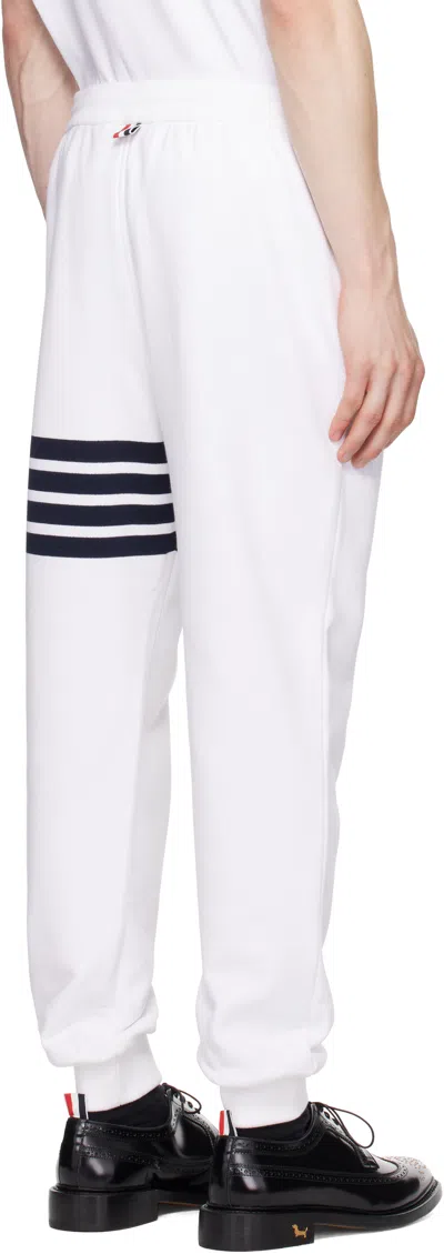 Thom Browne Cotton Sweatpants With Signature Stripe Detail In White