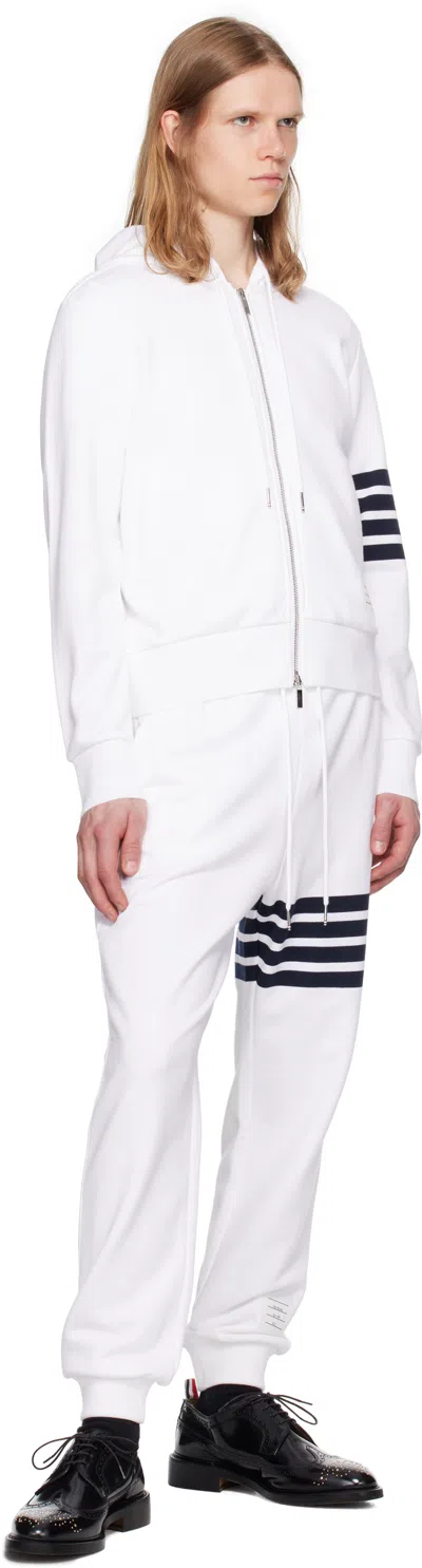 Thom Browne Cotton Sweatpants With Signature Stripe Detail In White