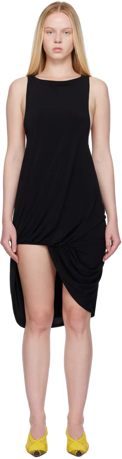 Jacquemus Le Haut Peplo Draped Satin Top In Black