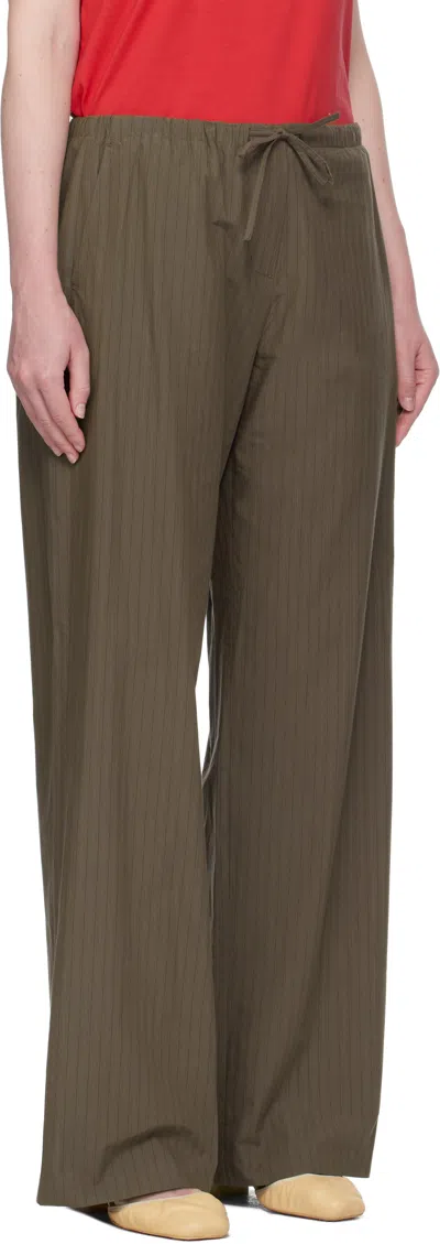 Amomento Brown Stripe Banding Lounge Pants In Green