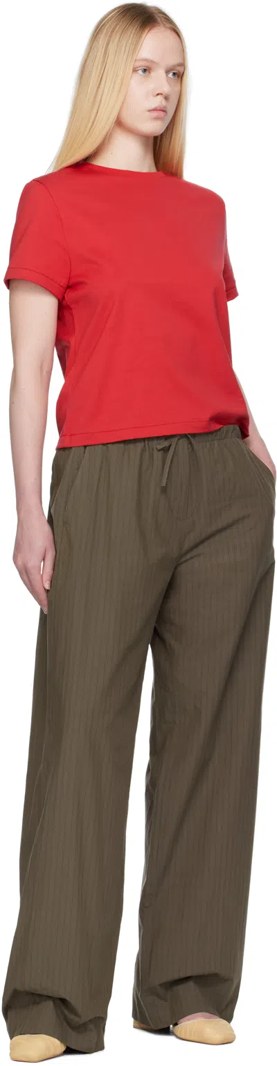 Amomento Brown Stripe Banding Lounge Pants In Green