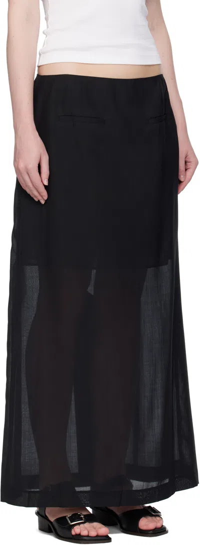 Amomento Black Sheer Long Maxi Skirt