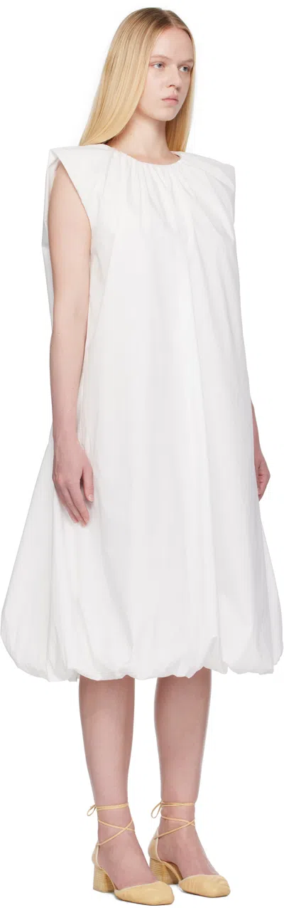 Amomento White Cotton Volume Shirring Minidress