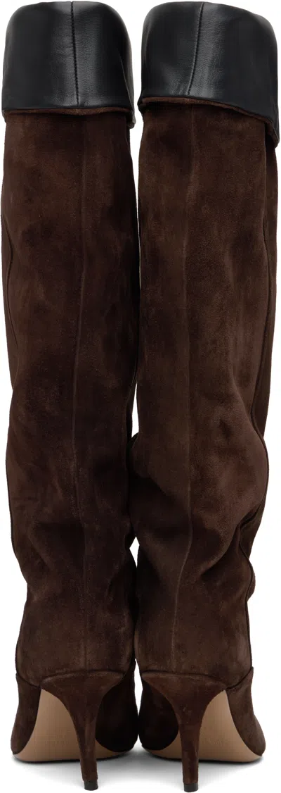 Paris Texas Ines Reverse Suede Mid-calf Boots In Brown
