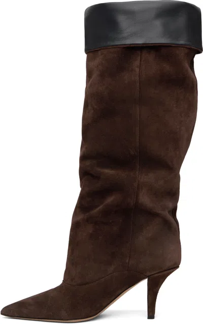 Paris Texas Ines Reverse Suede Mid-calf Boots In Brown