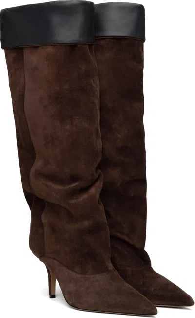 Paris Texas Ines Reverse Suede Mid-calf Boots In Brown