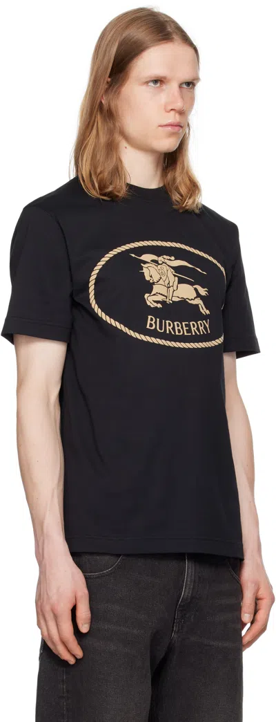 Burberry Knight Stamp Cotton T-shirt In Black