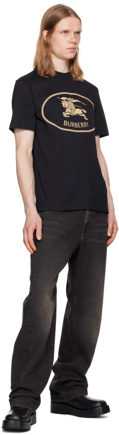 Burberry Knight Stamp Cotton T-shirt In Black