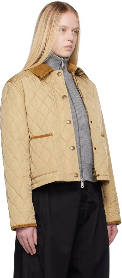 Burberry Cotton-corduroy-trimmed Quilted Shell Jacket In Brown