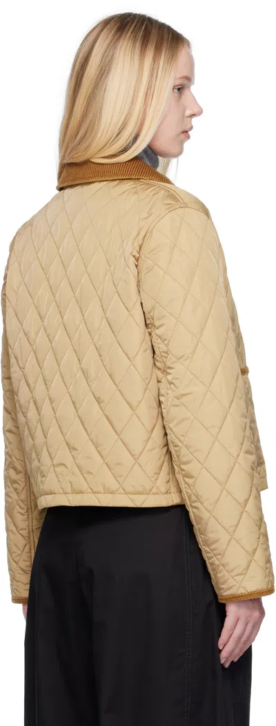 Burberry Cotton-corduroy-trimmed Quilted Shell Jacket In Brown