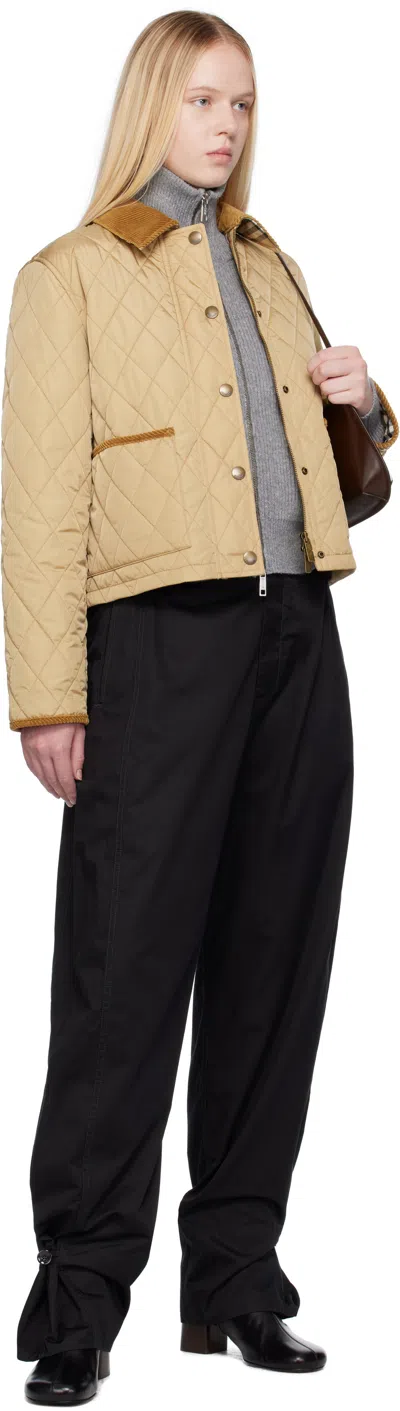 Burberry Cotton-corduroy-trimmed Quilted Shell Jacket In Brown