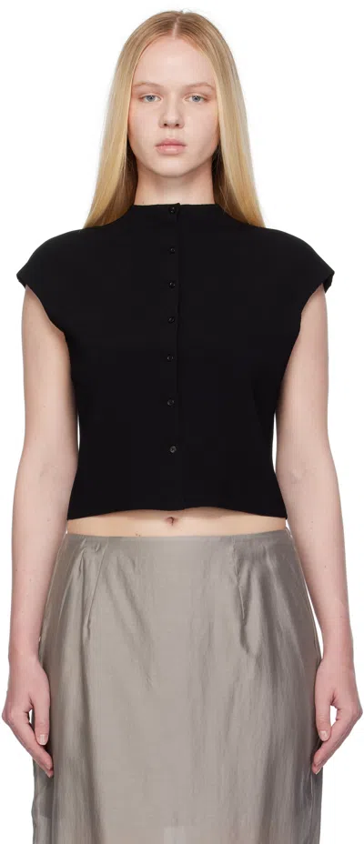 Amomento Black Wholegarment Cap Sleeve Cardigan Vest