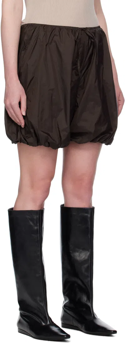Amomento Brown Nylon Volume Shorts In Brown