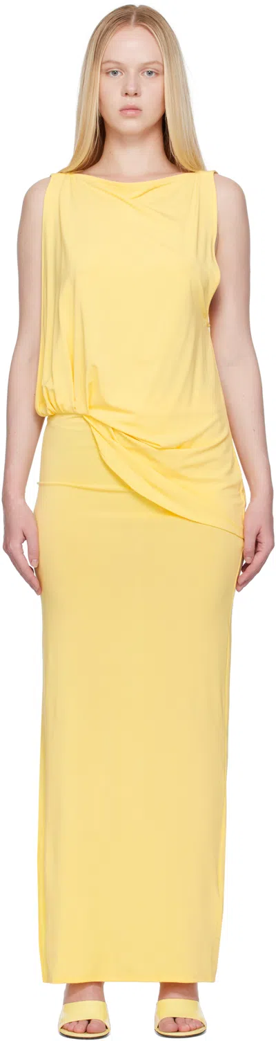 Jacquemus Peplo Stretch-jersey Maxi Dress In Yellow