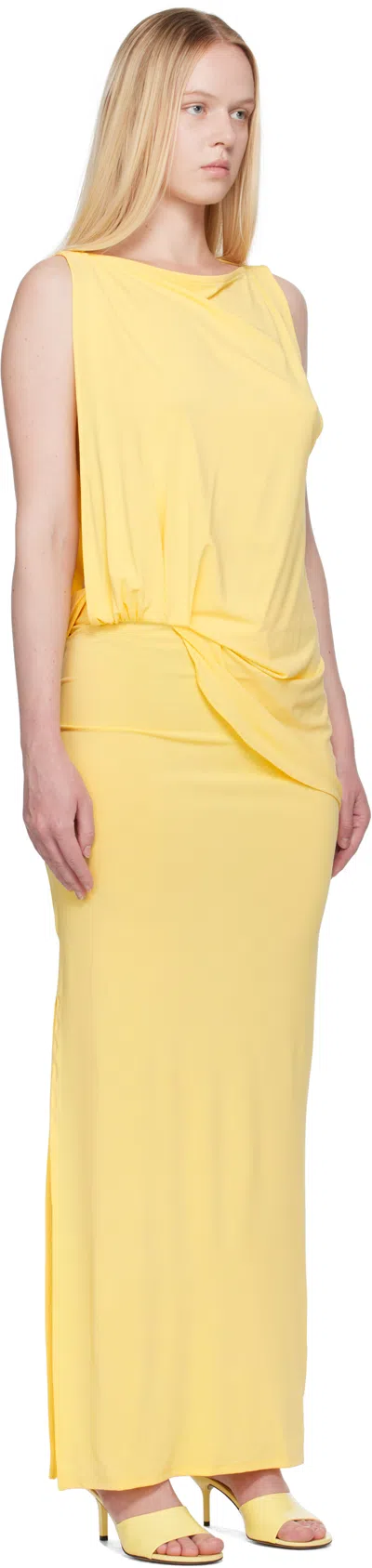 Jacquemus Peplo Stretch-jersey Maxi Dress In Yellow