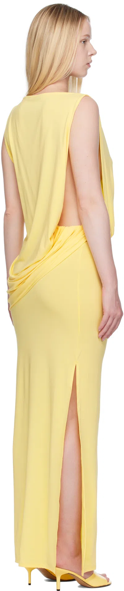 Jacquemus Peplo Stretch-jersey Maxi Dress In Yellow