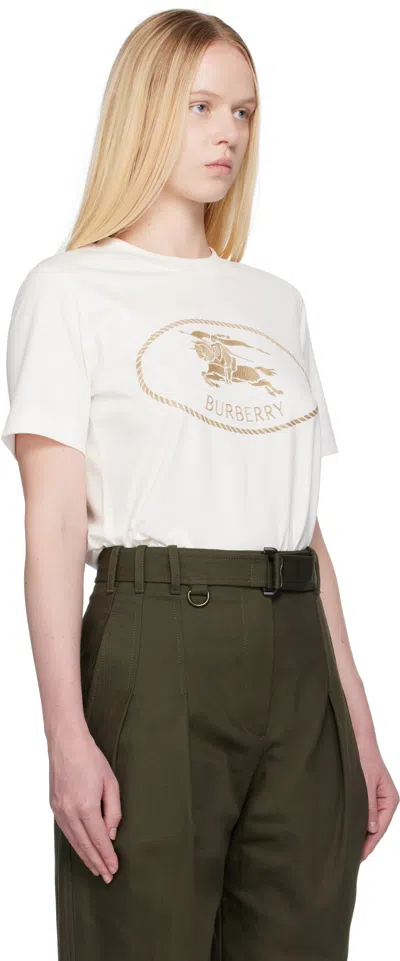 Burberry T-shirt In Cotone Con Knight Stamp In White