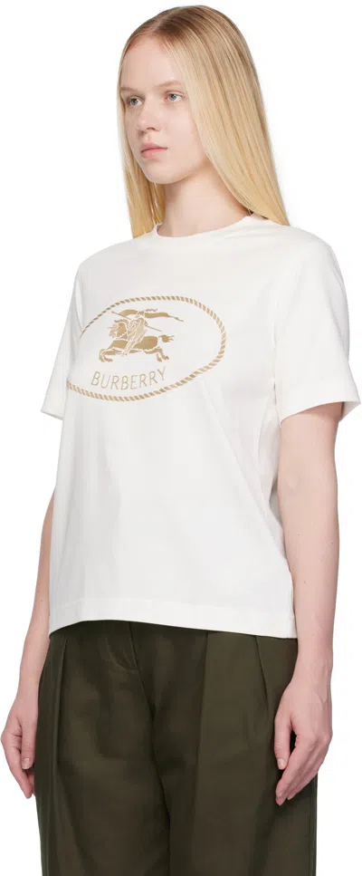 Burberry T-shirt In Cotone Con Knight Stamp In White