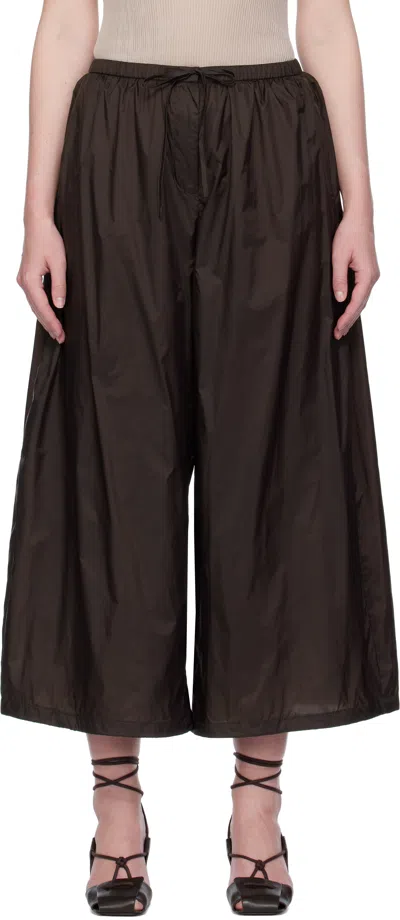 Amomento Wide-leg Technical Trousers In Brown