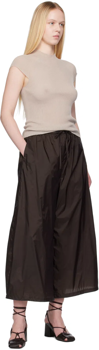 Amomento Wide-leg Technical Trousers In Brown