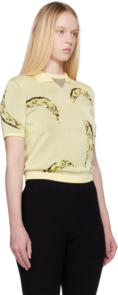 Jacquemus Le Marino V-neck Polo With Playful Banana Print In Neutral